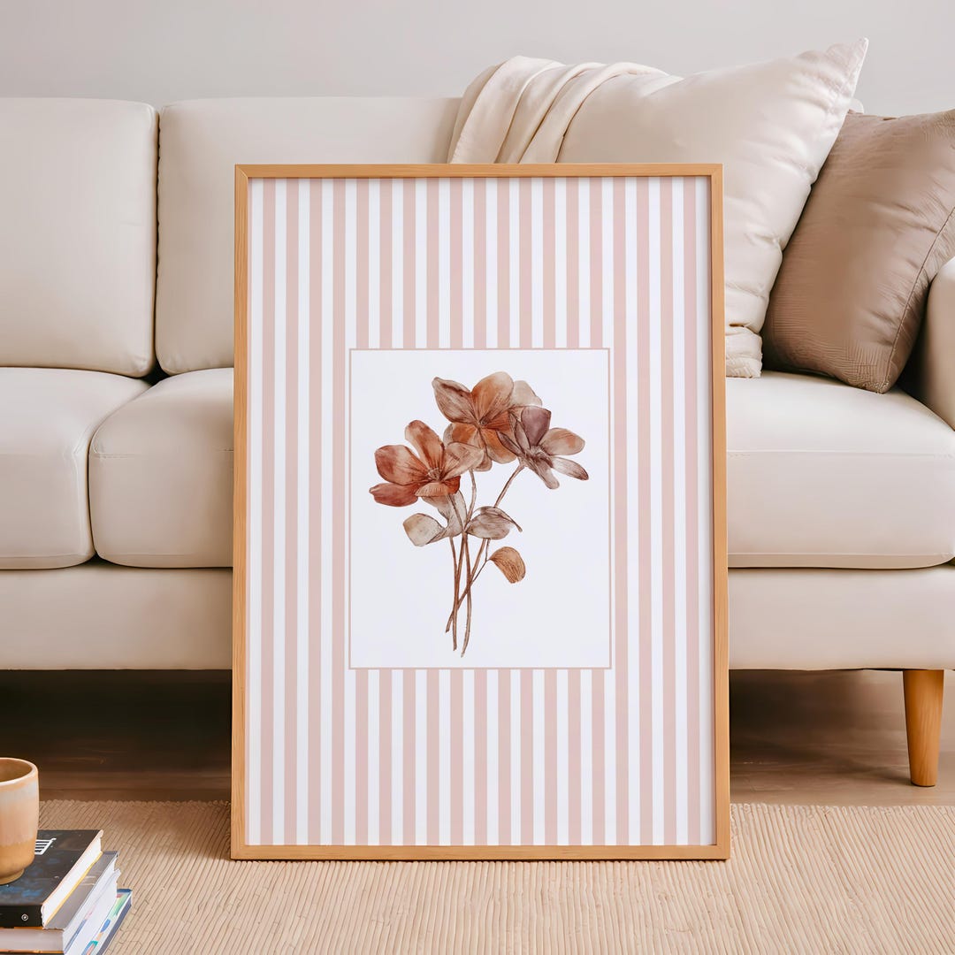 Blush Pink Floral Wall Art Print, Cottage Style Botanical Decor ...