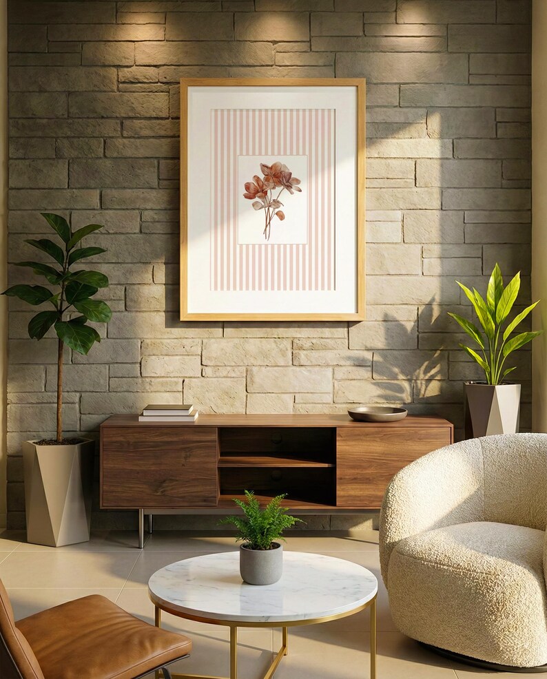 Blush Pink Floral Wall Art Print, Cottage Style Botanical Decor ...