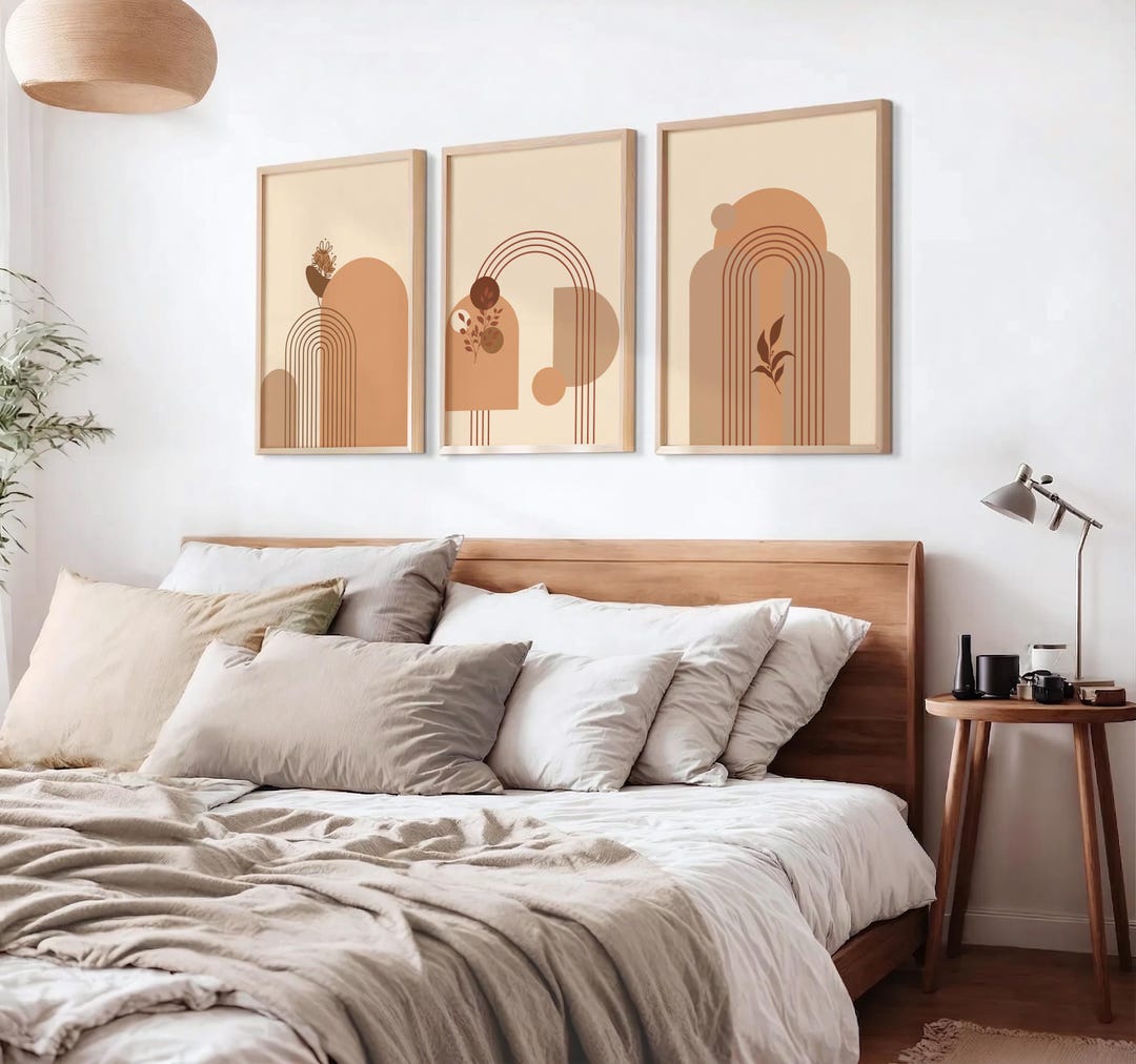 Neutral Boho Wall Art Set of 3 Printable Abstract Arch Prints ...