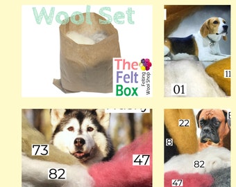 Needle felting wool, Embellishment Wool, Carded wool for felting, unspun fibre, wool batt, the felt box, Felt dogs colours (DOGS)