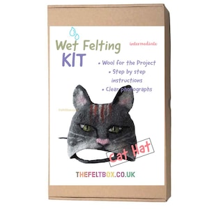 Kit di infeltrimento bagnato. Crea il tuo cappello Cat. Kit intermedio Wet Felting. Tutorial di feltro di The Felt Box. Cappello animale infeltrito