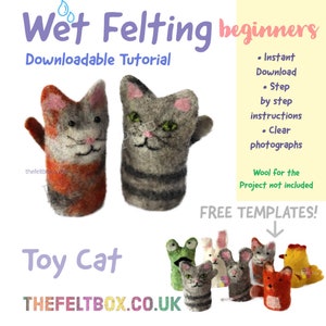 PDF Anleitung Machen Sie Ihre eigene Spielzeug Katze. Nassfilzen Anfänger Level. Filzanleitung von The Felt Box. Filzspielzeug Katze