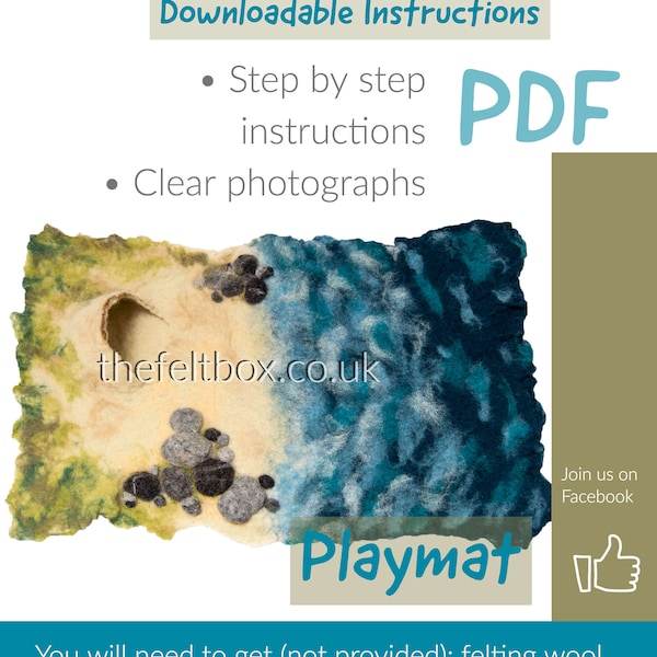 PDF-Tutorial . Machen Sie Ihre eigene Nassgefilzte Spielmatte Strandszene Waldorf Steiner Playscape Tutorial für Anfänger von The Felt Box. DIY Filzen