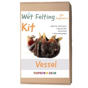 Nassfilz Kit. Machen Sie Ihr eigenes Gefäß. Nassfilzen Fortgeschrittene Bausatz. Filzanleitung von The Felt Box. Gefilztes Gefäß