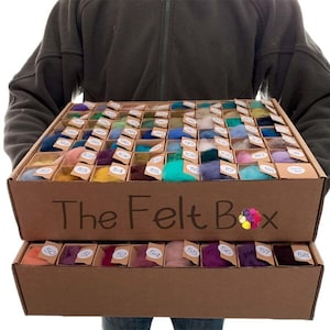 The Felt Box Colour Palette for Needle Felting Carded Felting Wool in 111 Shades