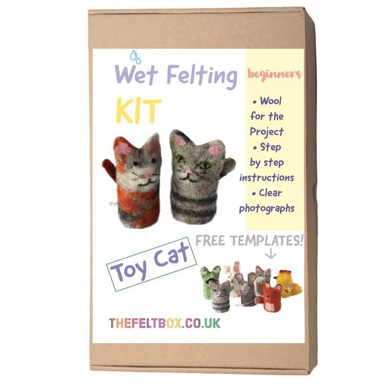 Wet Felting Kit. Make Your Own Toy Cat. Wet Felting Beginner Kit