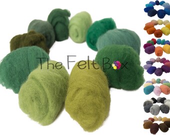 Carded Wool Batting for Needle Felting,  Shade Pack  Various