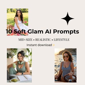 Soft Glam AI Photo Prompts: Realistyczne treści o kobiecym stylu życia (do pobrania w wersji cyfrowej)