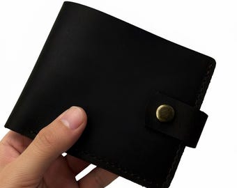 Cartera plegable de piel Crazy Horse marrón oscuro para hombre, con bolsillo para monedas y diseño minimalista, SD005