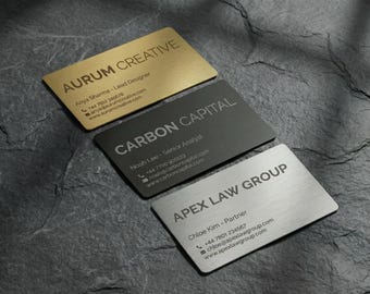 Custom Engraved Metal Business Cards, Free Design Included