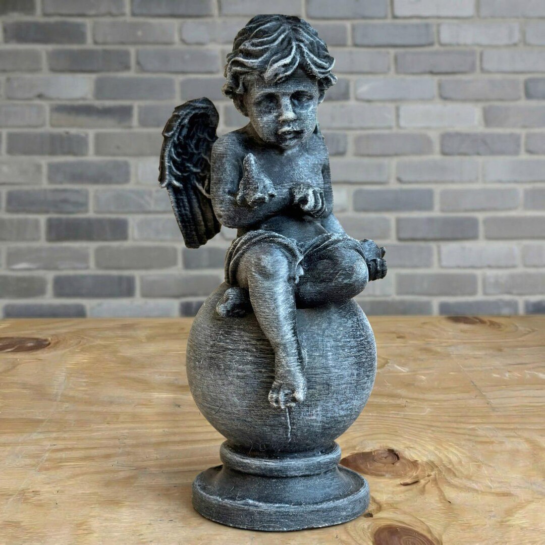 Angel Statue Concrete Cherub Sculpture Garden Decor Memorial Angel ...