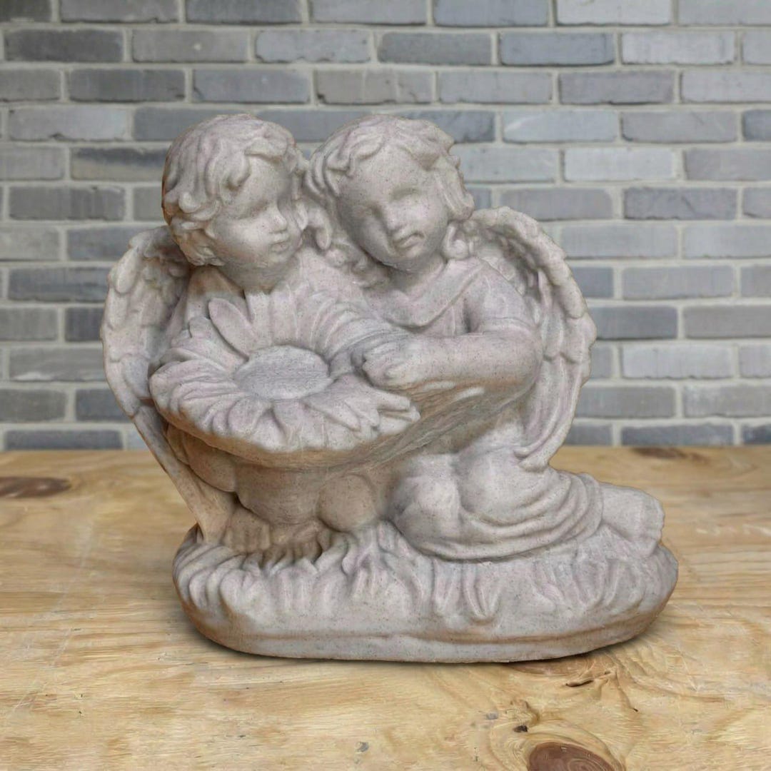 Concrete Cherub Statue Garden Anges Decor Baby Angels Sculpture ...