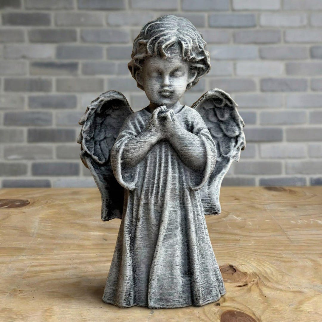 Concrete Cherub Sculpture Angel Statue Garden Memorial Decor Outdoor ...