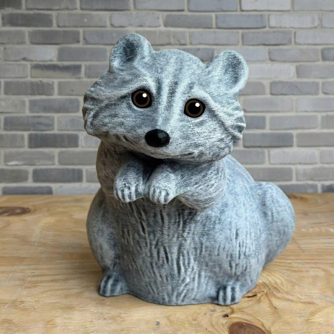 Concrete Raccoon Statue Garden Decor Animal Sculpture Outdoor Raccoon ...