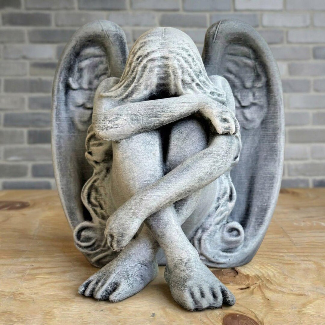Crying Angel Statue Concrete Memorial Angel Sculpture Garden Angel ...