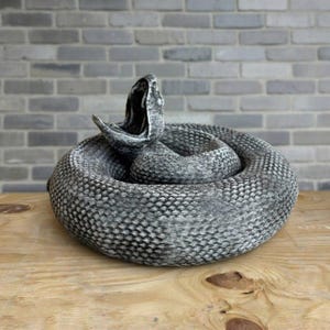 Large snake stone statue Concrete garden decor Coiled python sculpture Outdoor animal figurine Cement snake ornament Lawn decor