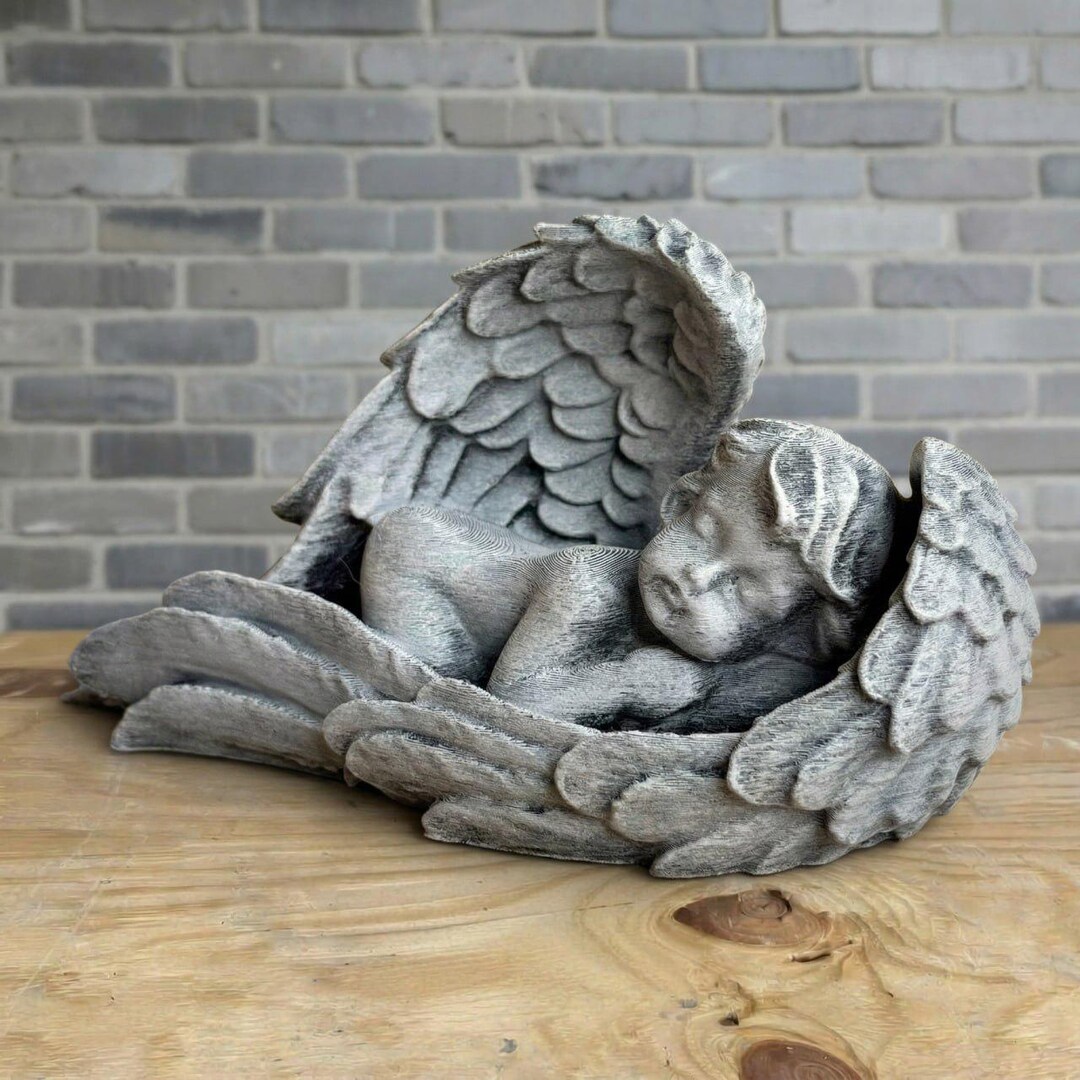 Sleeping Angel Statue Concrete Garden Angel Stone Memorial Sculpture ...