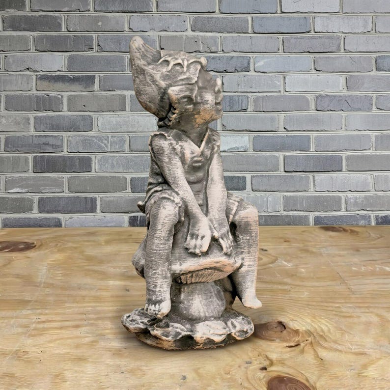 Concrete Elf Statue Garden Elf Figurine Outdoor Fairy Gnome Sculpture ...