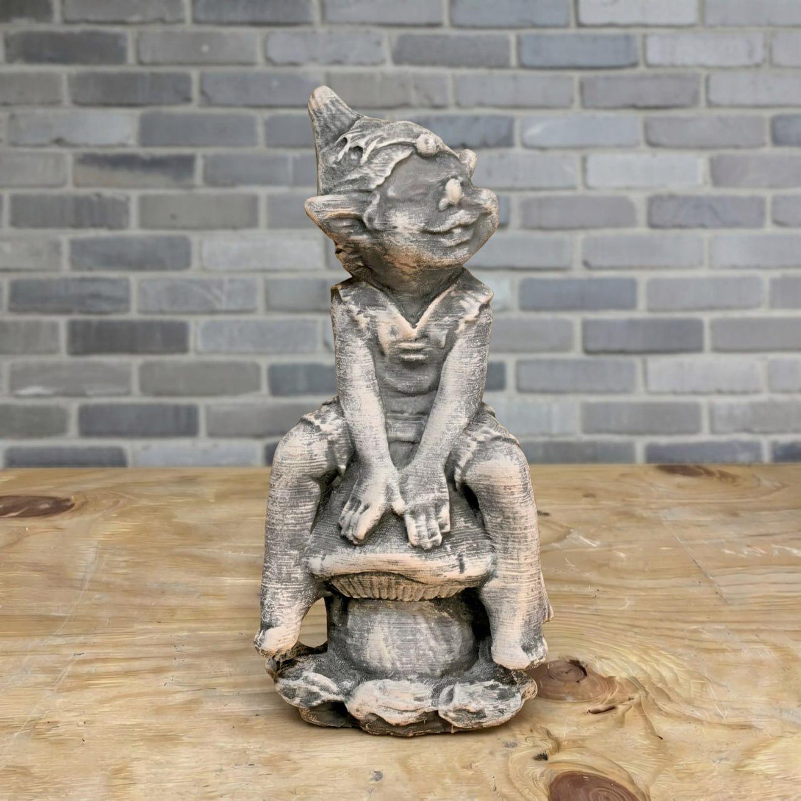 Concrete Elf Statue Garden Elf Figurine Outdoor Fairy Gnome Sculpture ...