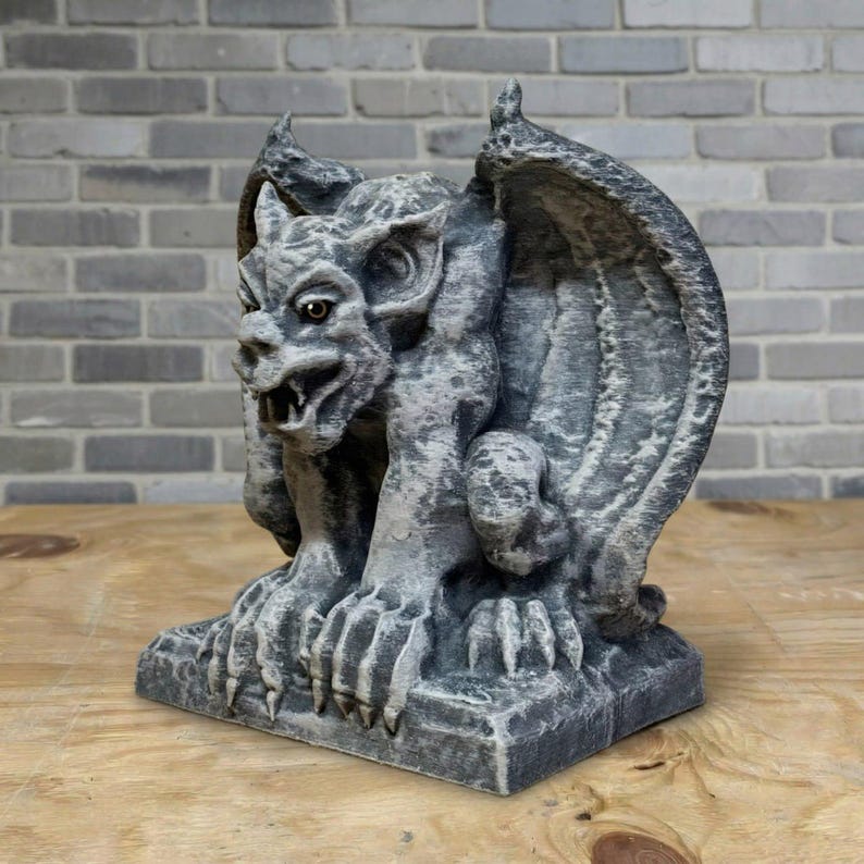 Concrete Gargoyle Statue Gothic Garden Decor Winged Guardian Sculpture ...