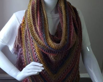 Crocheted Hooded Scarf (desert sunset)