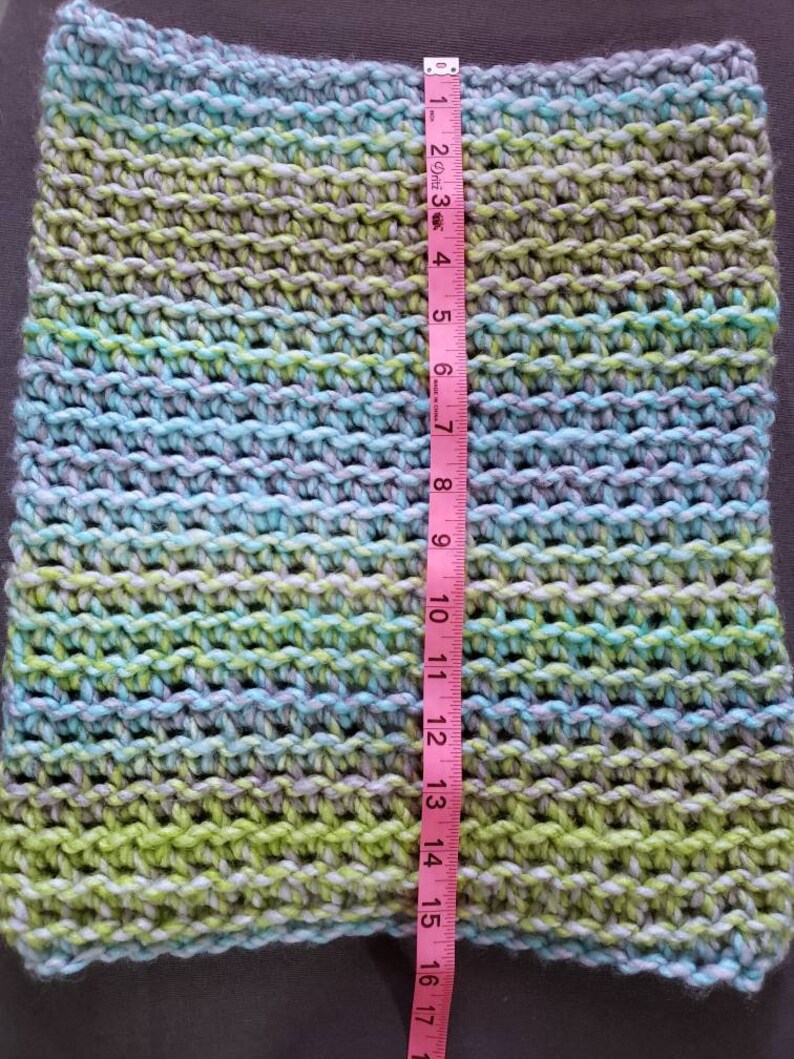Crocheted Cozy Cowl green blue gray image 6