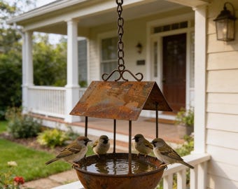 Hängende Metall Vogeltränke Rustikal Cottage Garten Vogel Futter Liebhaber Geschenk