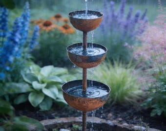 Decorazione per fontanella da giardino, sfera d'acqua, paletti da giardino arrugginiti, decorazione per fontanella da giardino