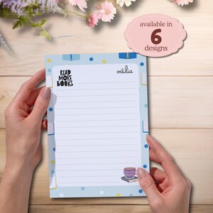Personalised notepad A5, tear-off notepad, bookish theme design, book lover gift