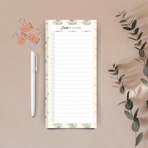Bloc de notas personalizado con diseño floral para lista de tareas, planificador diario con nombre personalizado, bloc de escritorio minimalista.