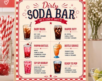 Dirty Soda Bar Sign | Baby Shower (Digital Download), Editable Canva Template