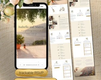 La Terrazza | de Faire-part de site Web de mariage sur la côte amalfitaine | Toile modifiable | RSVP avec suivi, musique, compte à rebours en direct (téléchargement numérique)