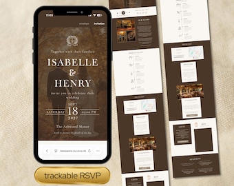 Plantilla web para bodas Driftwood Suite / Boda rústica de otoño / Invitación clásica, limpia y elegante / Seguimiento de RSVP, reproductor de música, cuenta regresiva en vivo
