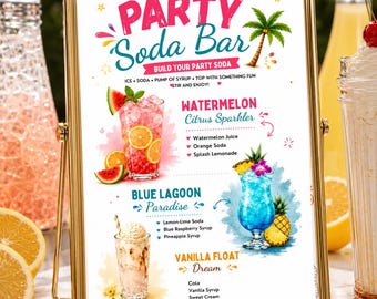 EDITABLE Dirty Soda Menu Sign Template Lemonade Bar Drink Customized Station Idea Graduation Party Summer Birthday Baby Shower Bridal Canva