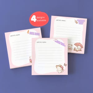 Personalised Kawaii Cat Notepad, Custom Name Memo Pad, 4" Square Paper, Summer Stationery Gift, Decorative Writing Paper, To Do List, Bundle