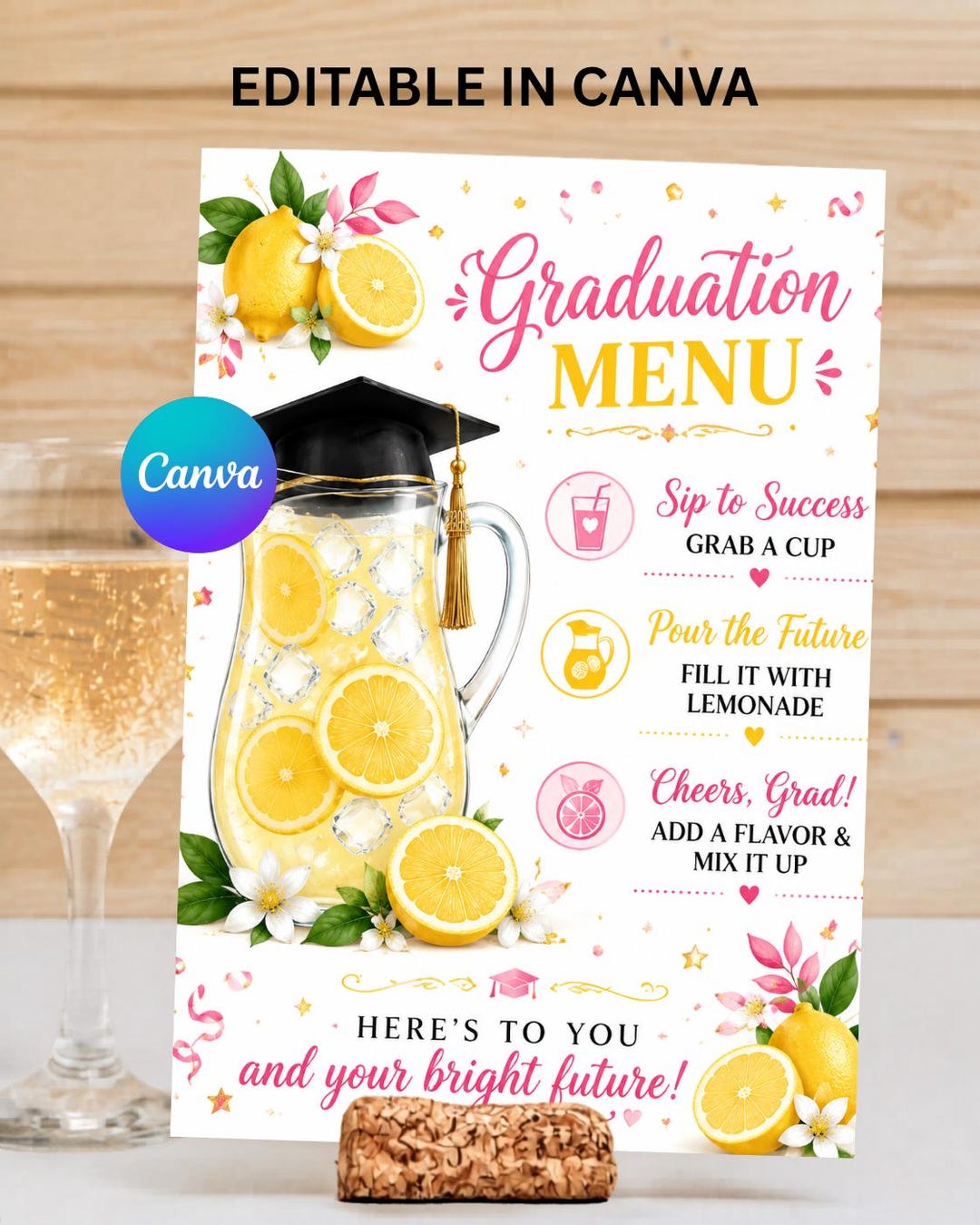 Graduation Lemonade Stand Sign Editable Graduated Lemonade Bar Sign, Grad Party Drink Station Sign ...