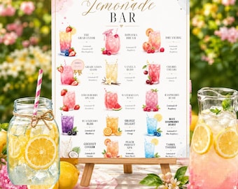 15 Letreros editables para barra de limonada de graduación: Tema de limón amarillo imprimible (Descarga digital)
