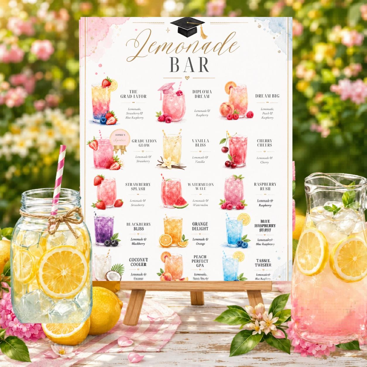 15 Editable Graduation Lemonade Bar Sign: Printable Yellow Lemon Theme ...