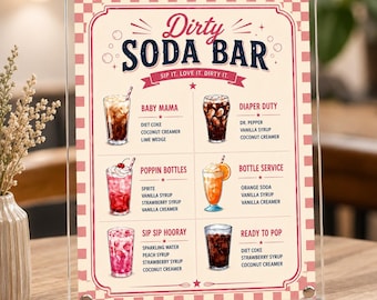 Dirty Soda Bar Sign | Baby Shower (Digital Download), Editable Canva Template