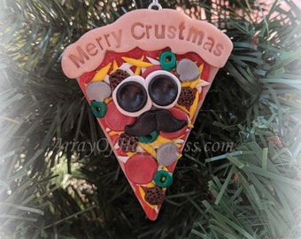 Merry Crustmas Pizza Ornament Custom Made