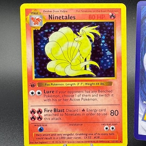 Ninetales Proxy Card, Holographic Shadowless Pokémon Orica, Handmade Trading Card