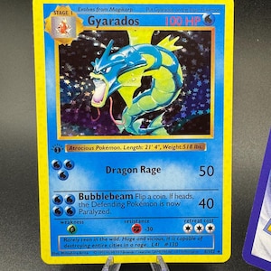 gyarados pokemon card first edition PokeDATA the Defending Pokemon is now Paralyzed. Gyarados Shadowless - Etsy