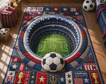 Alfombra para estadio de fútbol, alfombra para campo de fútbol americano, tapete para aficionados al deporte, decoración para sala de juegos.