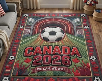 Alfombra de fútbol de Canadá, alfombra de Canadá 2026, tapete para aficionados al fútbol, decoración para el hogar de deportes canadienses
