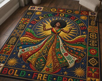 Alfombra Black Joy, alfombra Afro Queen, tapete Black Girl Magic, decoración afrocéntrica para el hogar