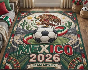 Alfombra de fútbol de México, alfombra para el área del equipo de México, tapete para el piso del aficionado al fútbol, decoración para el hogar con orgullo mexicano