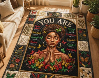 Alfombra de oración de mujer negra, alfombra de fe cristiana, alfombra Afro Queen, decoración inspiradora para el hogar