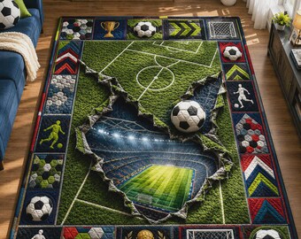 Alfombra para campo de fútbol, alfombra para área de aficionados al fútbol, tapete para estadio deportivo, decoración para sala de juegos.