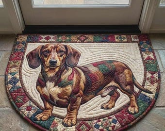 Alfombra de bienvenida con diseño de perro salchicha, decoración para amantes de los perros, alfombra rústica para la entrada, felpudo con diseño de perro salchicha.