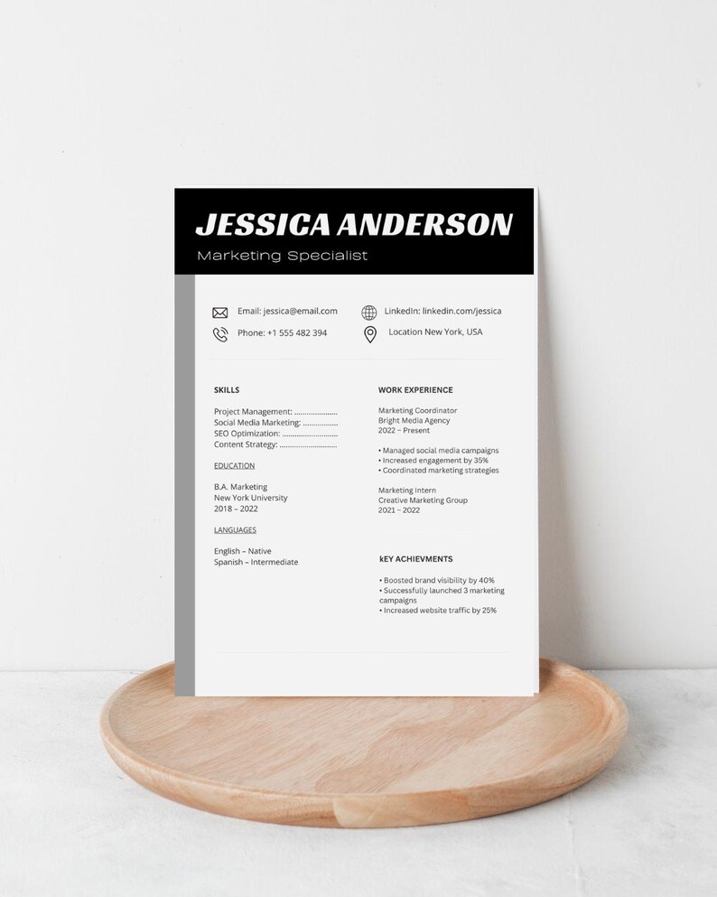 Minimalist Resume Template Canva ATS Friendly Simple CV Clean ...